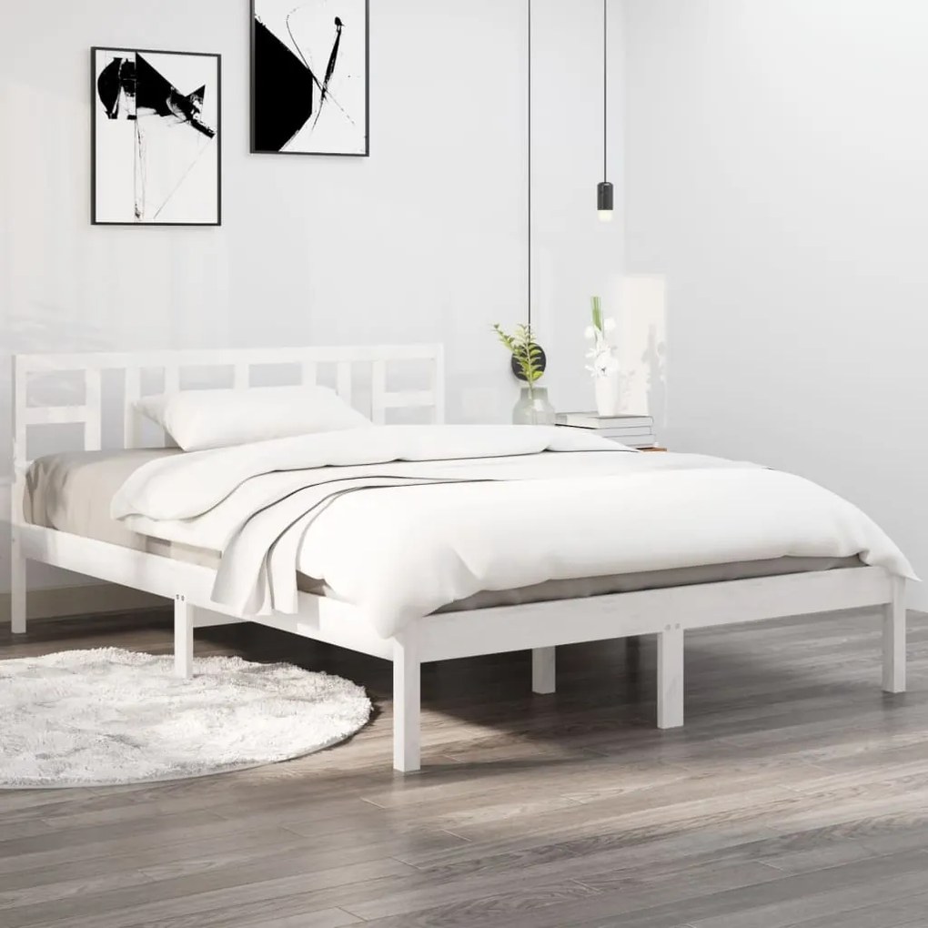 Giroletto Bianco İn Legno Massello 160x200 Cm /
