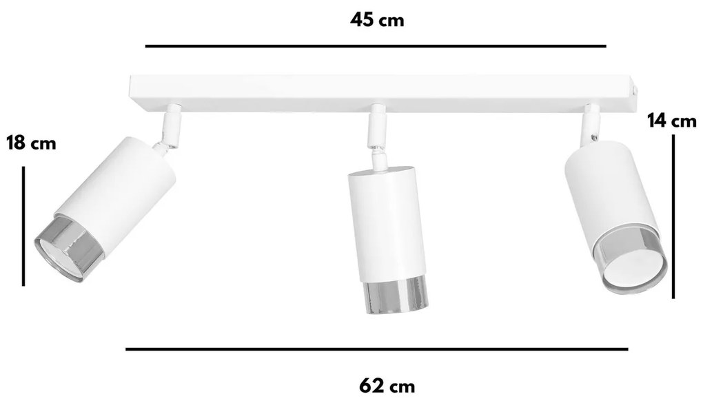 Lampadario Orientabile HIRO 3 BLACK e WHITE da soffitto e parete