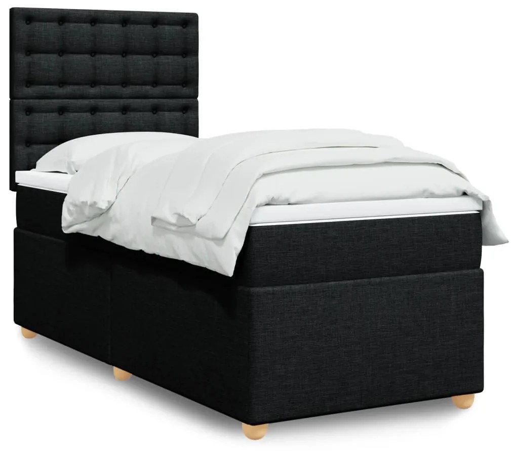 Giroletto A Molle Con Materasso Nero 100x200 Cm İn Tessuto /