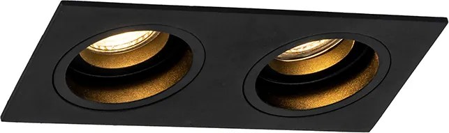 Faretto da incasso Smart nero rettangolare regolabile con 2 WiFi GU10 - Chuck