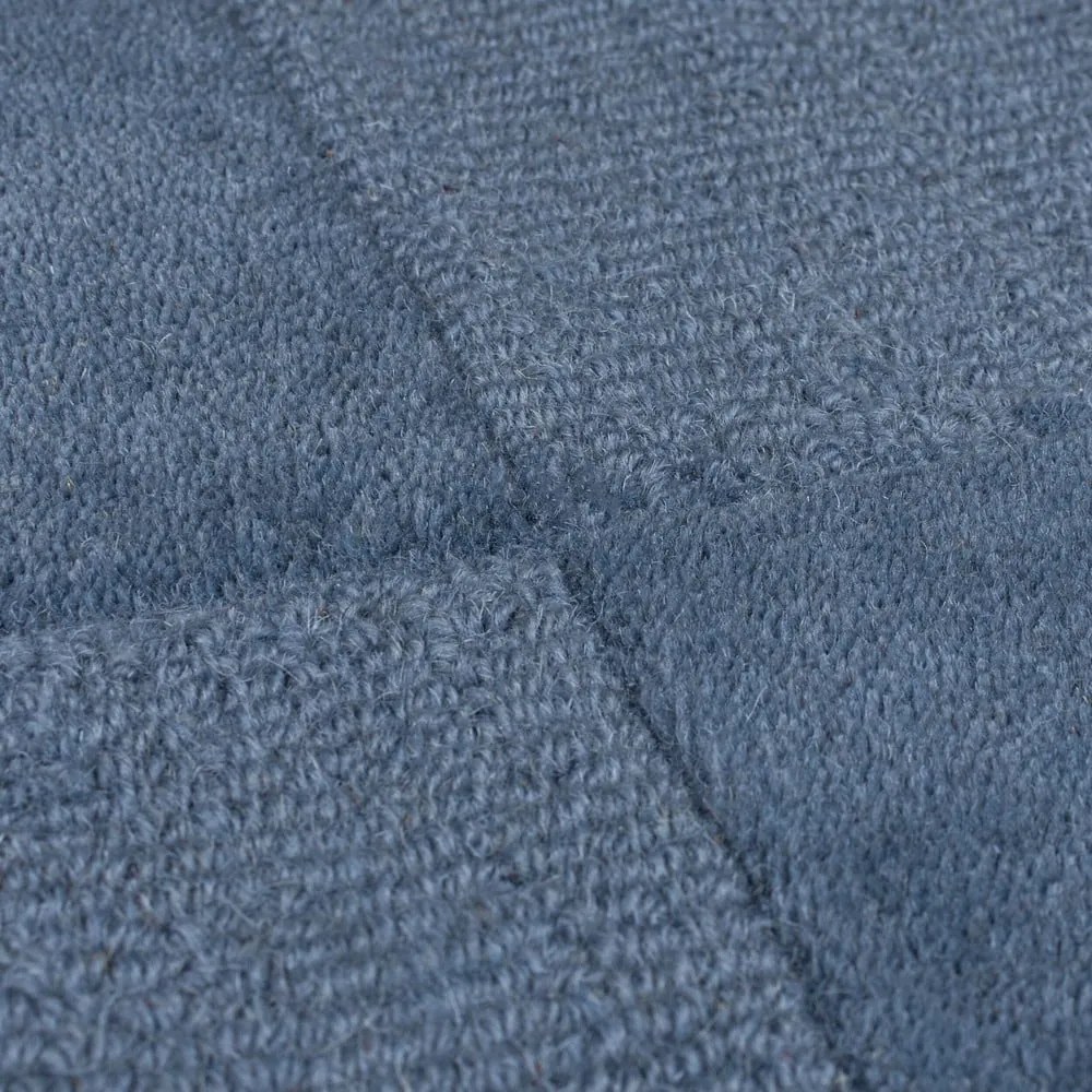 Passatoia in lana blu scuro tessuta a mano 60x230 cm Checkerboard - Flair Rugs