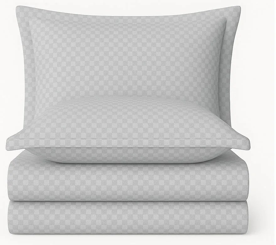 Set copripiumino e federa grigio in cotone renforcé per letto matrimoniale ed esteso 240x220 cm Checkered – Mila Home Luxury
