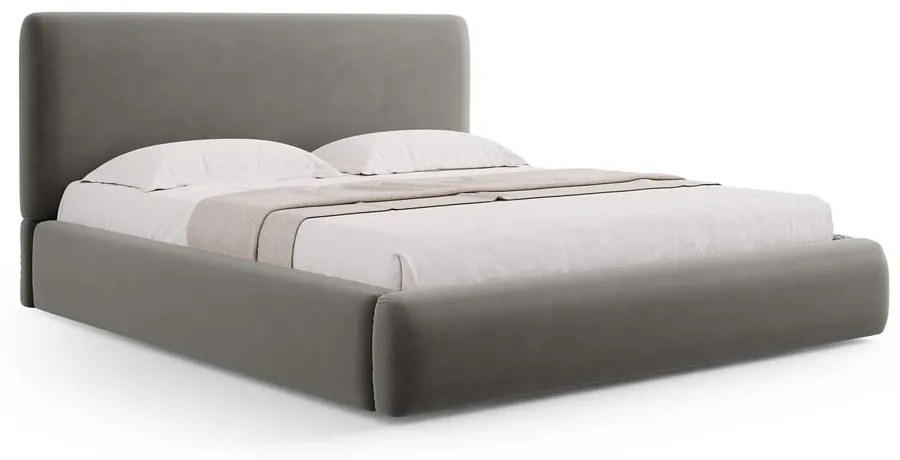 Letto matrimoniale imbottito grigio con contenitore e doghe 140x200 cm Colonel - Cosmopolitan Design