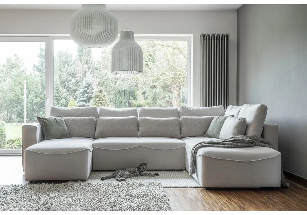 Divano letto angolare crema (a U) Homely Tommy - Miuform