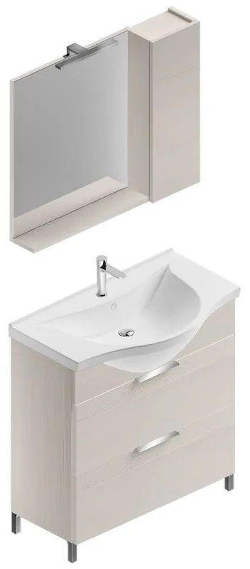 Mobile sottolavabo e lavabo con illuminazione Jnka legno larice bianco L 80 x H 75 x P 46 cm 1 vasca 2 cassetti