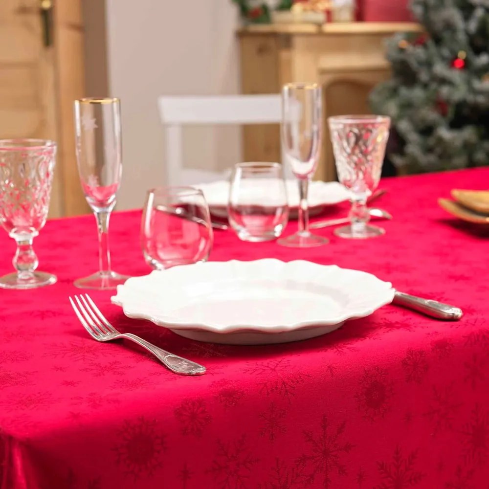 Tovaglia in jacquard a tema Natale 140x300 cm Flocons – douceur d'intérieur