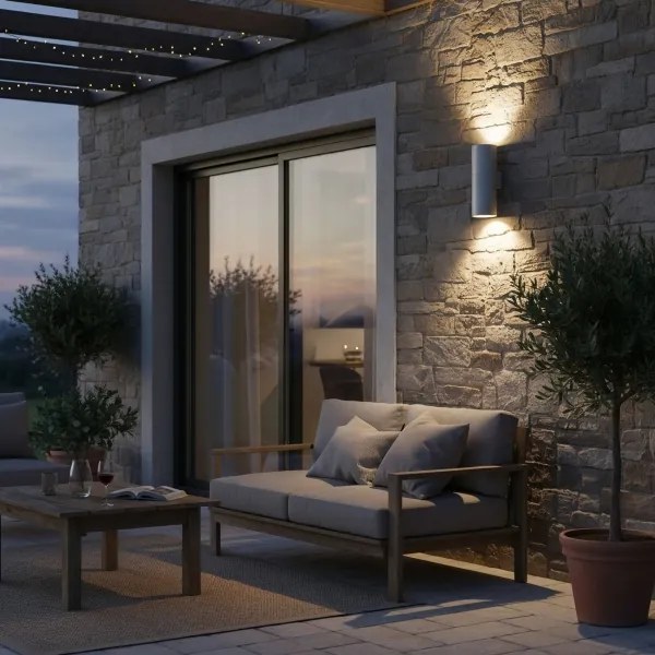 Ideal Lux - Lampada da parete per esterni GUN 1xE27/60W/230V 31 cm IP54 grigia