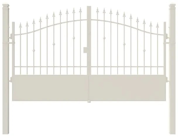 Cancello manuale con serratura elettrica Civetta in ferro, apertura centrale, L 308.5, H 150-180 cm, di colore bianco