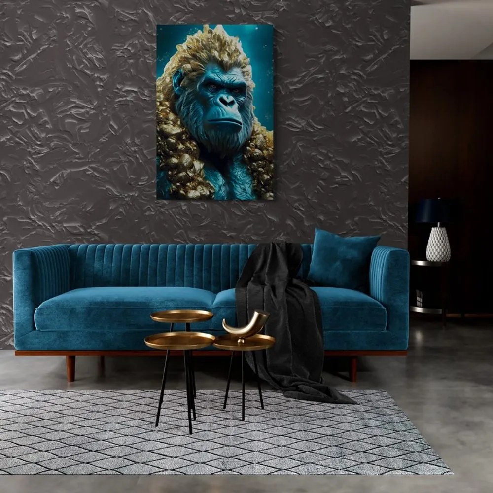 Stampa su tela – Gorilla blu-oro