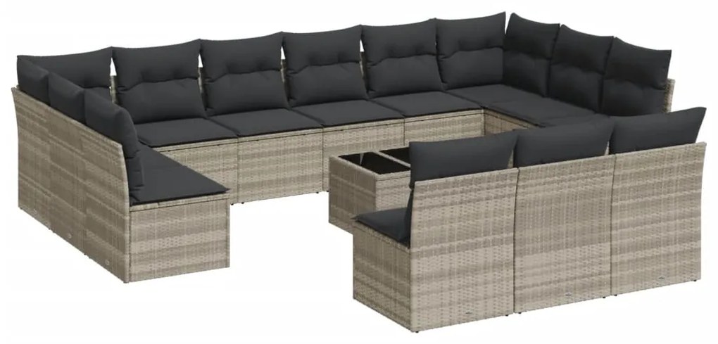 Set divani da giardino 14pz con cuscini in polyrattan