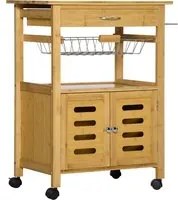 Carrello da Cucina con Cassetto 66x36x79 cm Armadietto e Cestino in Legno