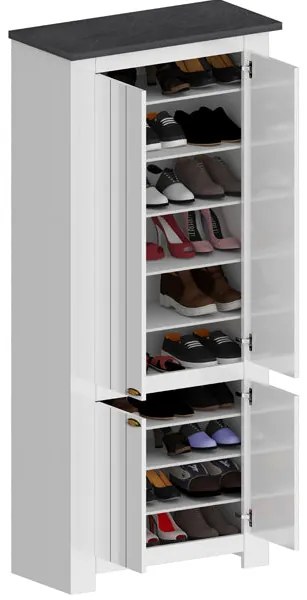 Armadio Scarpiera FIGO 4 Ante Battenti - Fino a 40 Paia di Scarpe, Stile Country Elegante