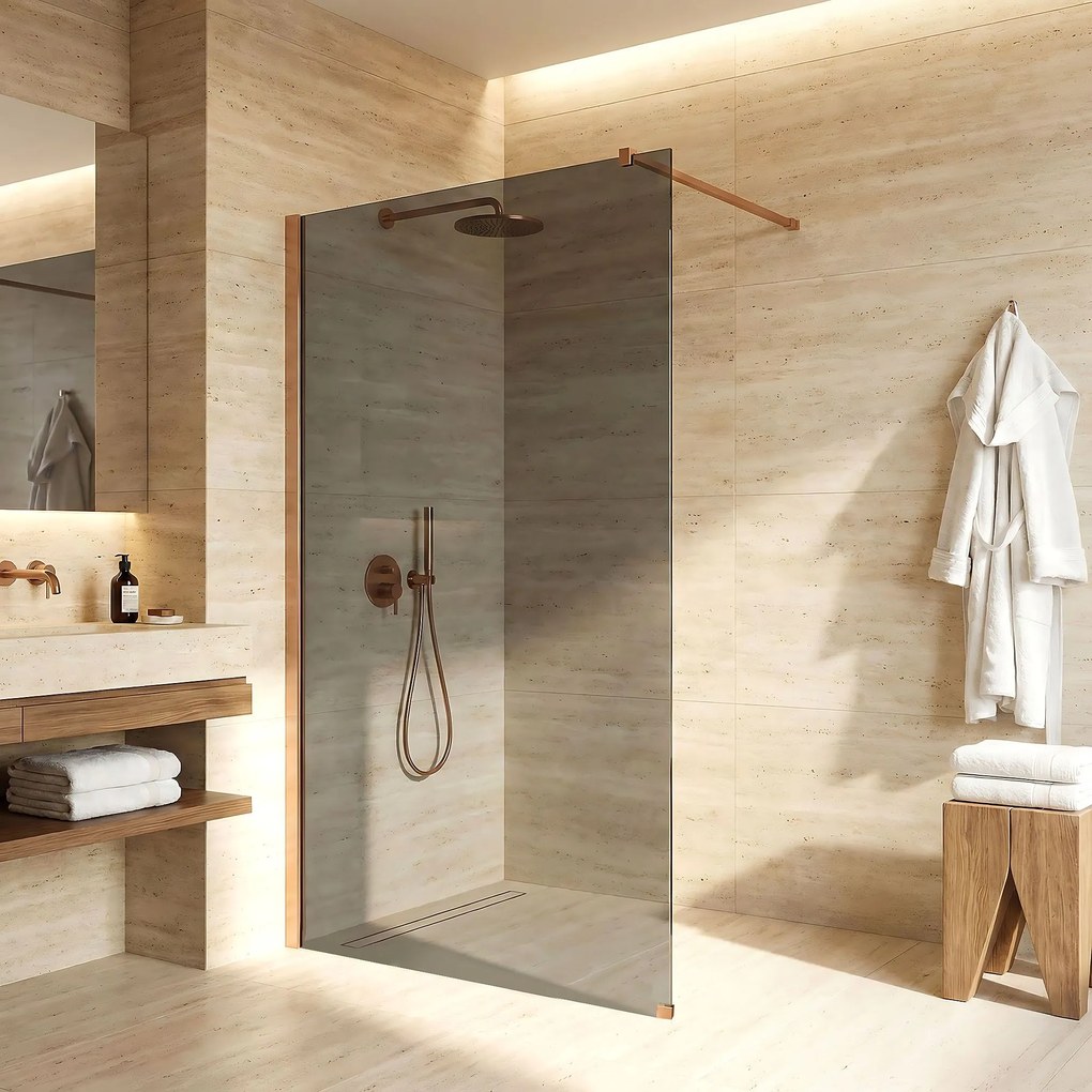 Parete doccia Rea Flexi Grey / Brush Copper 80