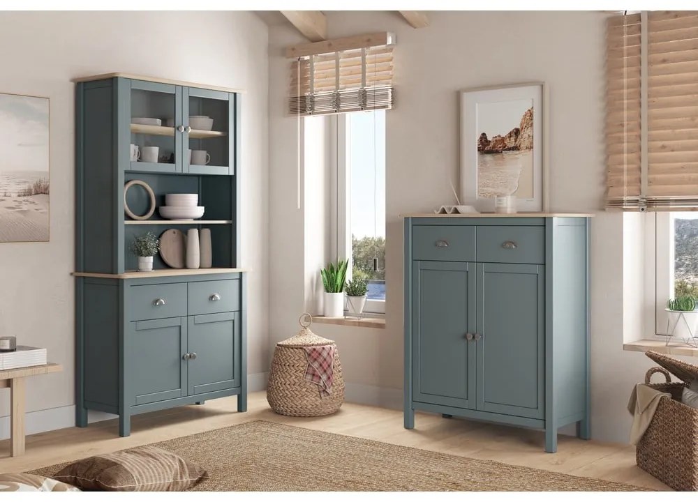 Credenza verde polveroso in pino massiccio 90x180,5x40 cm Misti – Marckeric