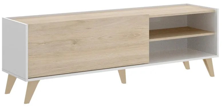 Mobile TV Ness L 155 x H 47 x P 43 cm bianco/rovere