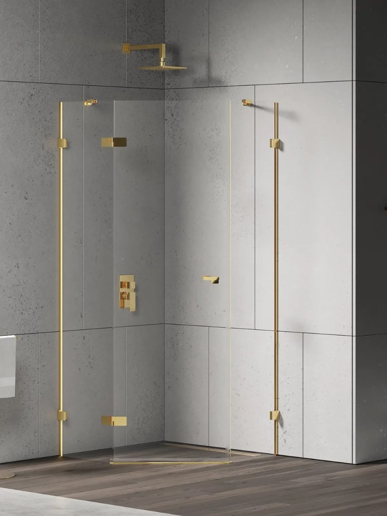 New Trendy Eventa Gold Shine box doccia 90x90 cm oro lucida/vetro trasparente EXK-4835