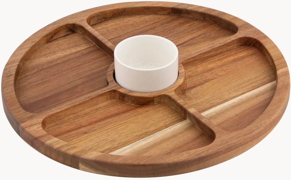 Vassoio angolare in legno di acacia con ciotola Gather
