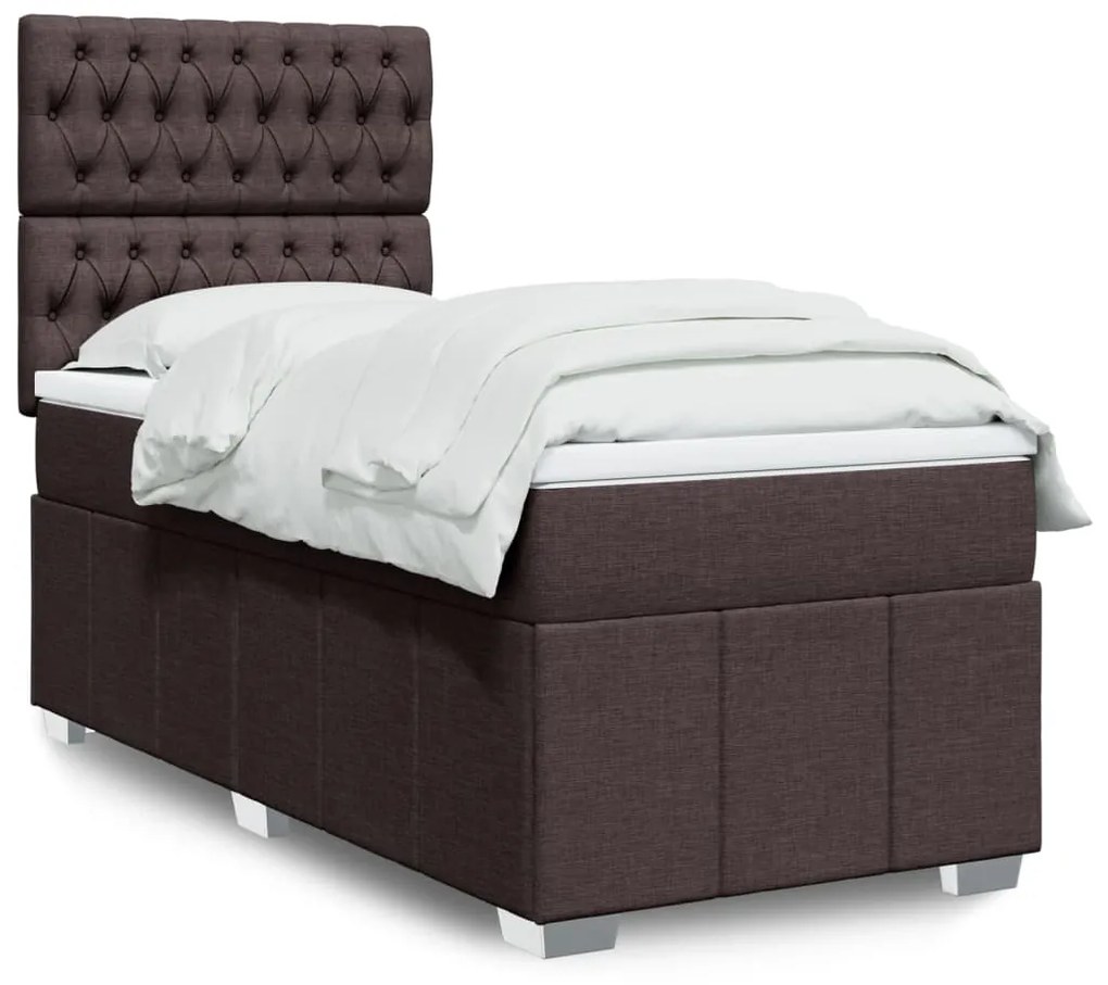 Giroletto A Molle Con Materasso Marrone Scuro 80x200 Cm Tessuto /