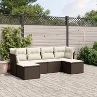 Set Divano da Giardino 6 pz con Cuscini Marrone in Polyrattan 3263239