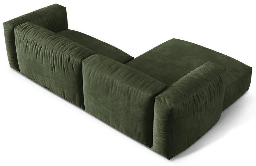 Divano angolare componibile verde (con penisola a sinistra/con chaise lounge) con rivestimento in velluto Martina – Micadoni