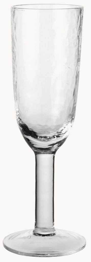 Flute da champagne in vetro soffiato Hammered 4 pz