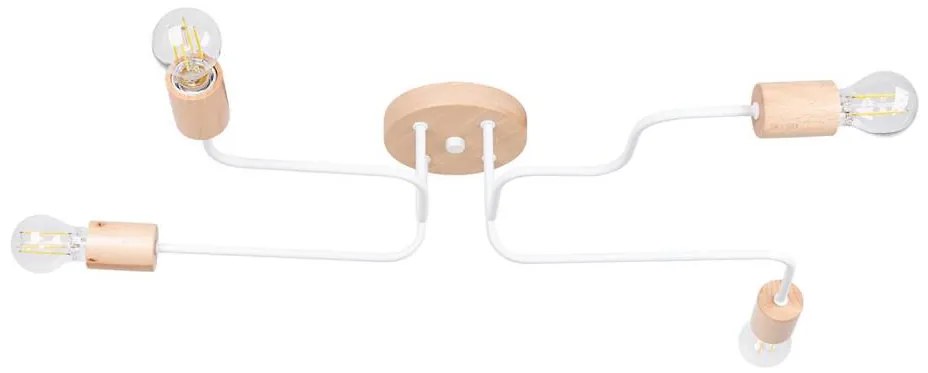 Sollux SL.1665 - Lampadario a plafone TIMBO 4xE27/15W/230V bianco/beige/faggio