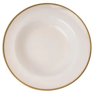 Servizio di piatti 18 pezzi, beige con dettagli dorati, in porcellana