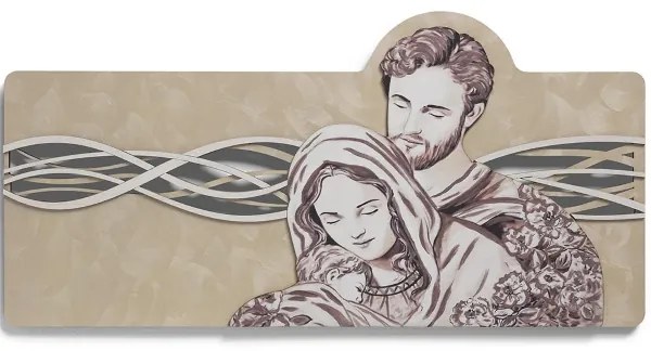 Quadro 59x119 cm Sacra Famiglia legno laminato figura stampata oro