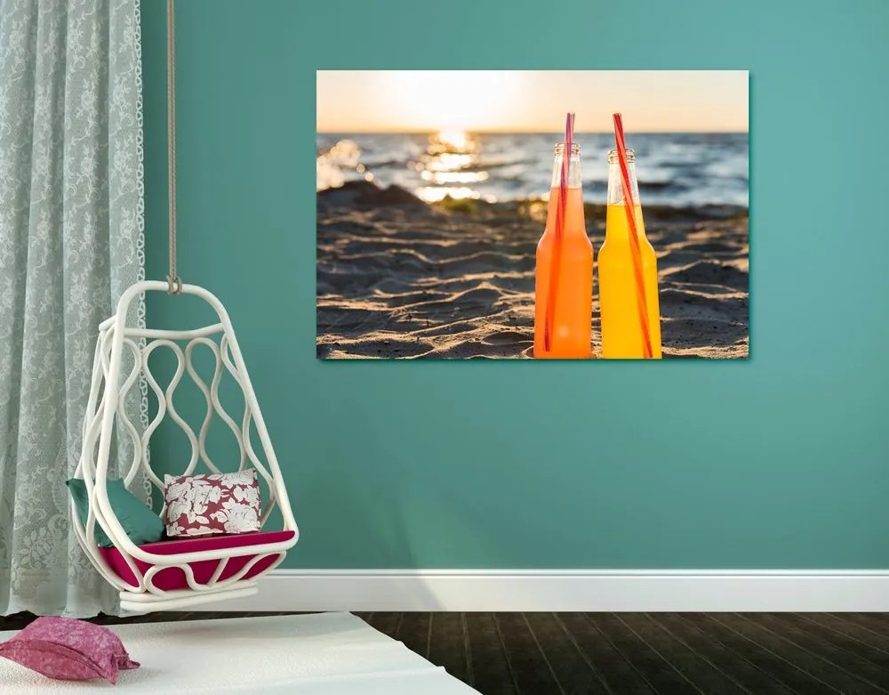 Quadro su tela – Bevanda rinfrescante sulla spiaggia