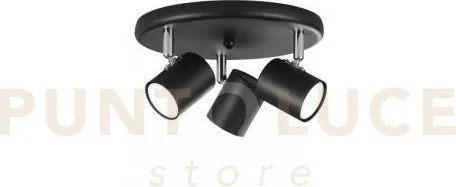 Spot zero nero 3 luci attacco gu10 23,5x12cm in metallo orientabile