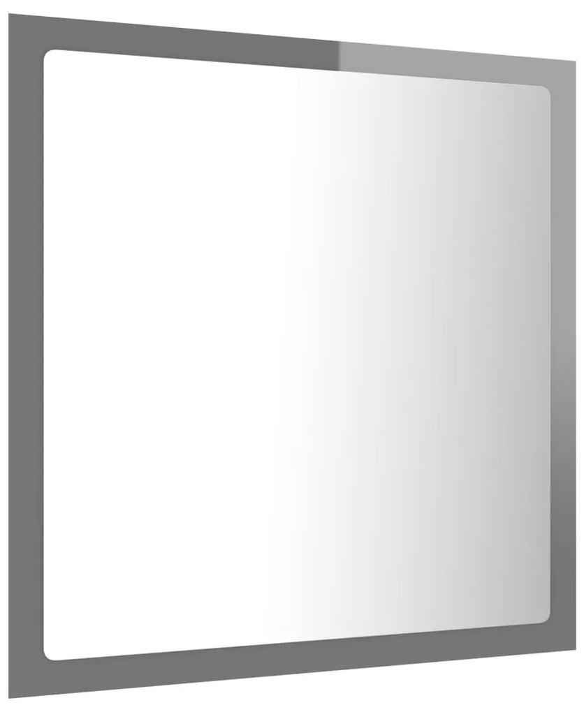 Specchio da Bagno LED Grigio Lucido 40x8,5x37 cm in Acrilico