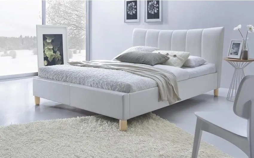 Letto Sandy in ecopelle bianco - 160x200 cm