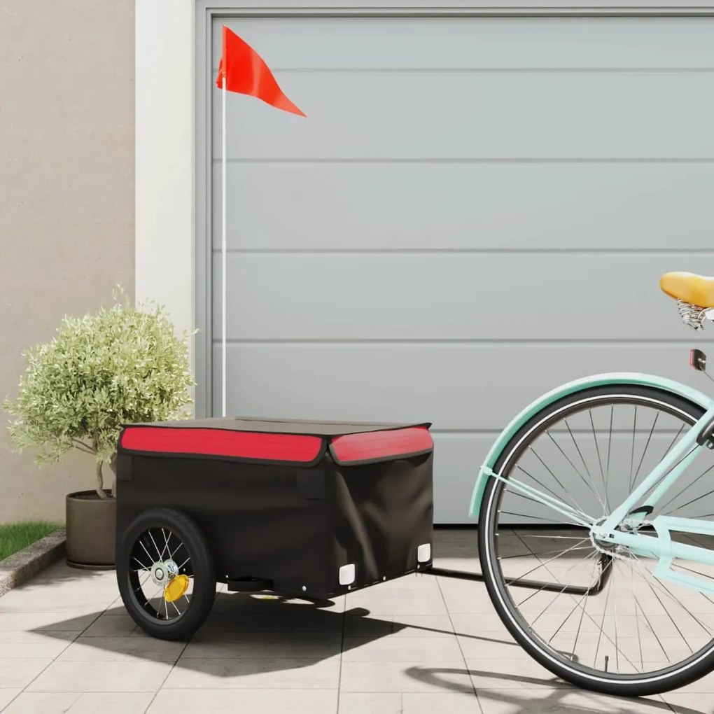 Rimorchio Da Bici Nero E Rosso 30 Kg İn Ferro /