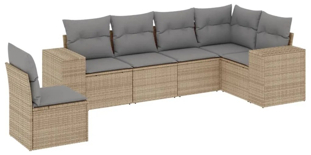 Set divano da giardino 6 pz con cuscini beige in polyrattan