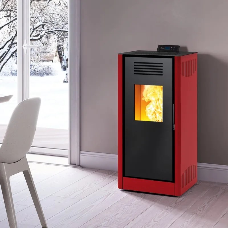 Stufa a pellet ventilata Mirano wi-fi 8 kW rosso mattone