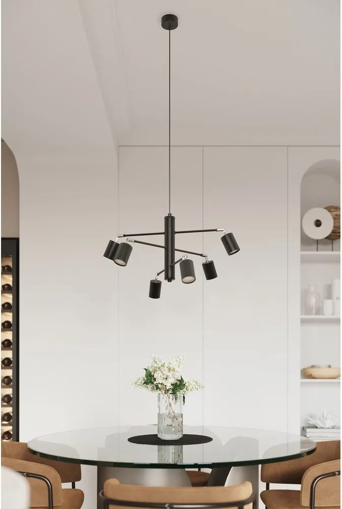 Lampadario nero in metallo Virta – Sollux