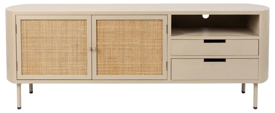 Tavolo TV in rattan crema 150x55 cm Amaya - White Label