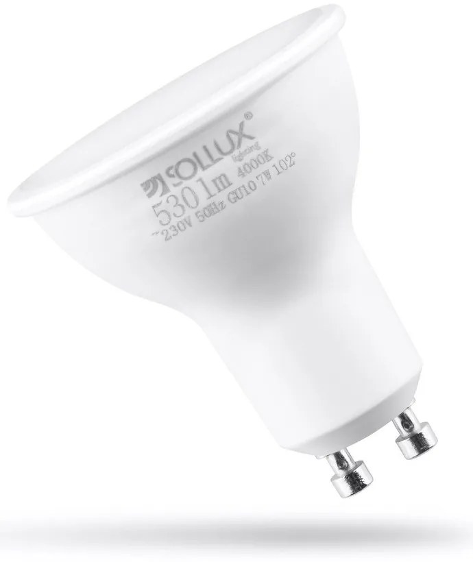 Lampadina LED con luce neutra con presa GU10, 7 W – Sollux