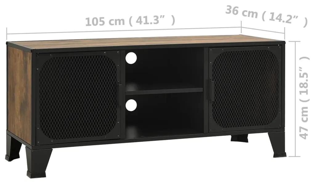 Mobile Porta TV Marrone Rustico 105x36x47 cm in Metallo e MDF