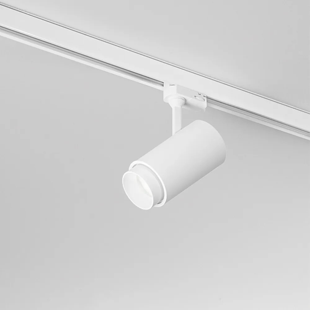 Faretto Cilindrico Per Binario Metallo Bianco Led 20W 3000K
