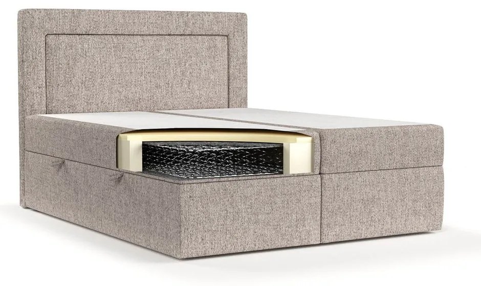 Letto boxspring marrone chiaro con contenitore 200x200 cm Imagine - Maison de Rêve