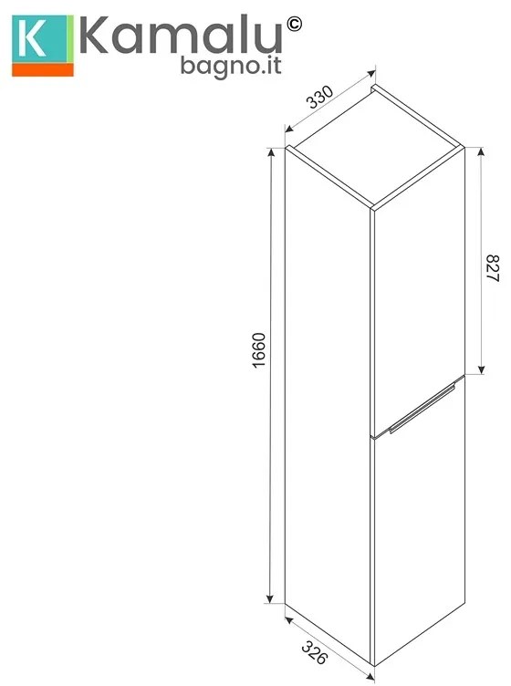 Kamalu - Colonna bagno 166 cm a due ante in rovere naturale | LAC-EFESTO-80