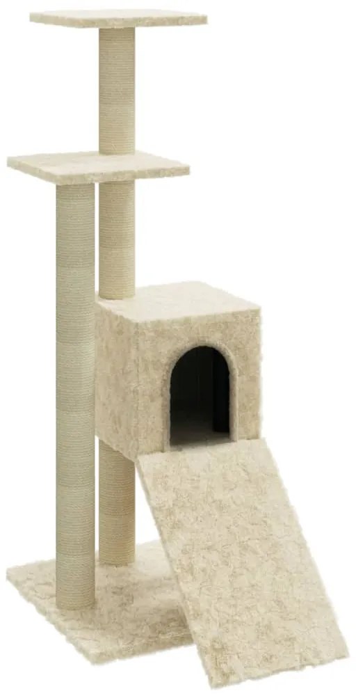 Albero per gatti con tiragraffi in sisal crema 92 cm