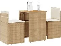 Set da Bistr 3 pz con Cuscini Beige in Polyrattan 4003877