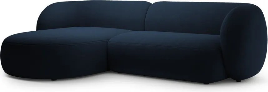 Divano angolare blu (con penisola a sinistra/con chaise lounge) con rivestimento in velluto Kate – Micadoni