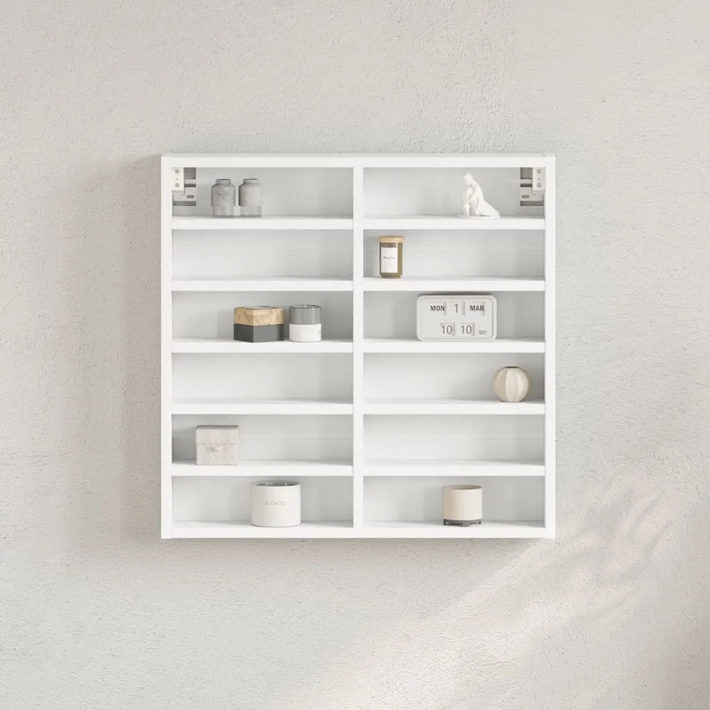 Armadietto Con Vetrina Bianco 60x8,5x58 Cm Legno Multistrato /