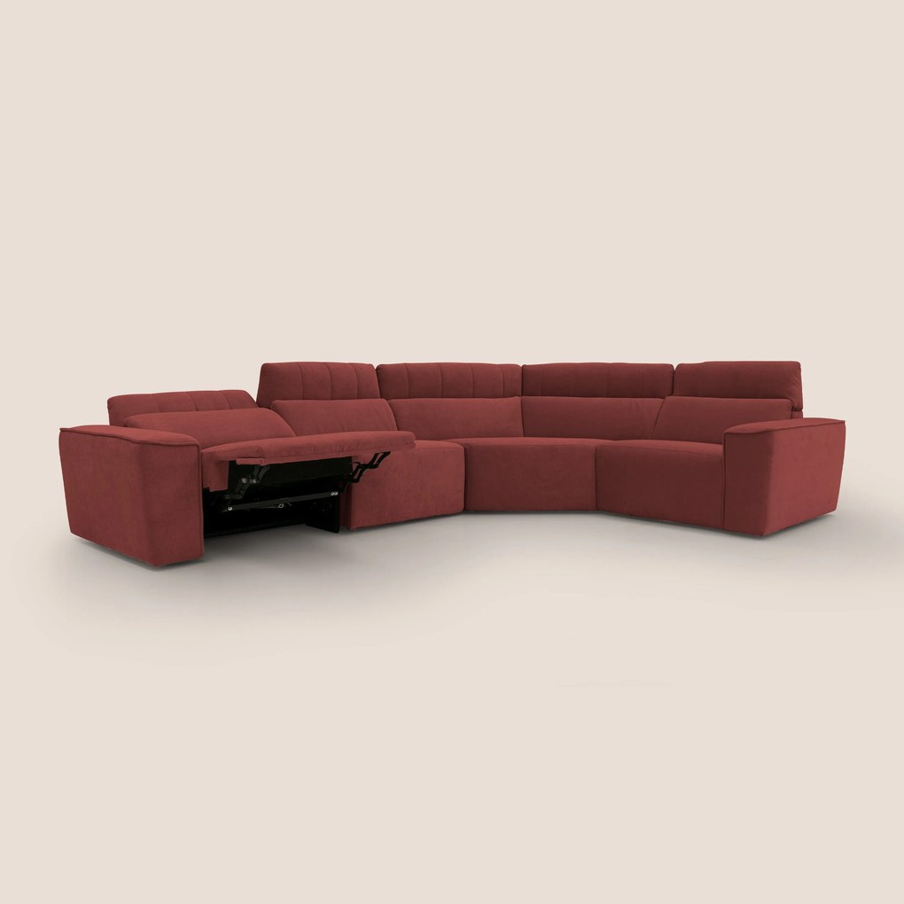 Clark Divano modulare angolare REVERSIBILE con opzione relax elettrico in tessuto smacchiabile impermeabile T17 rosso