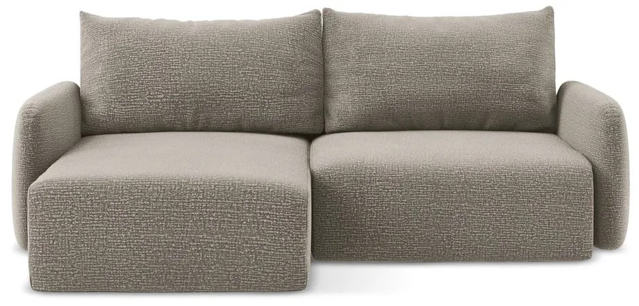 Divano angolare beige allungabile/con contenitore (con penisola a sinistra) Kalena – Makamii