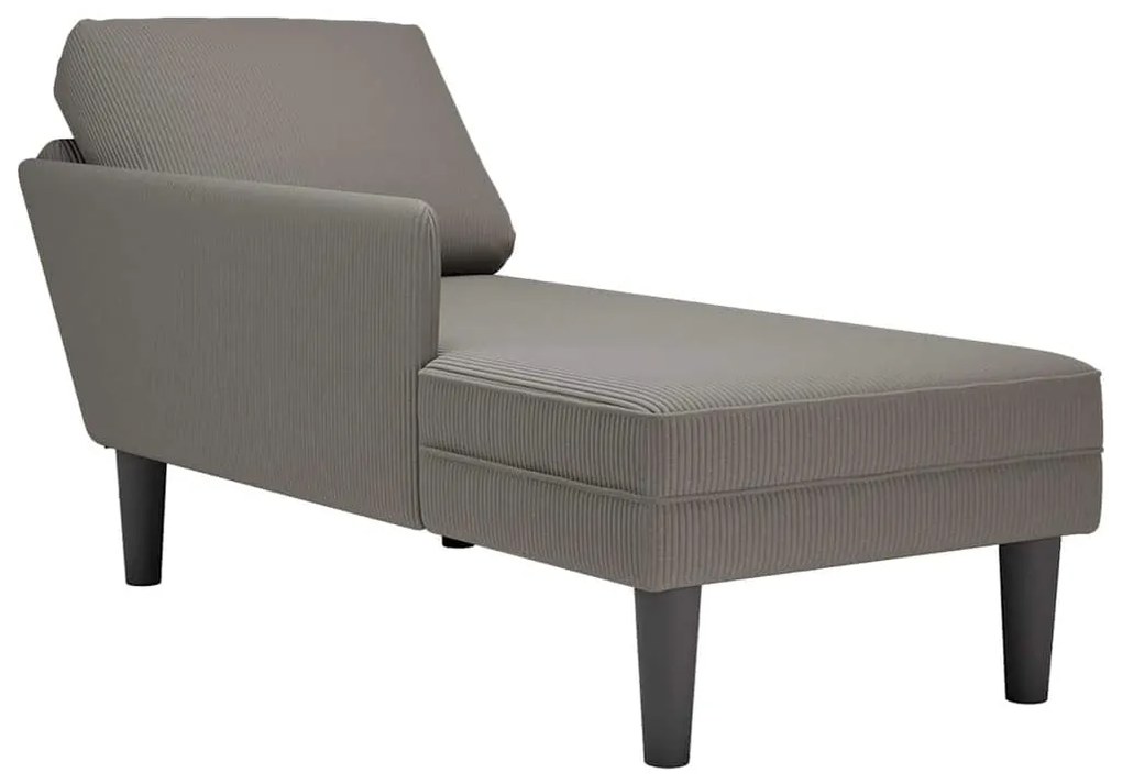 Sdraio Con Cuscino Destro İn Velluto A Coste Grigio Chiaro /