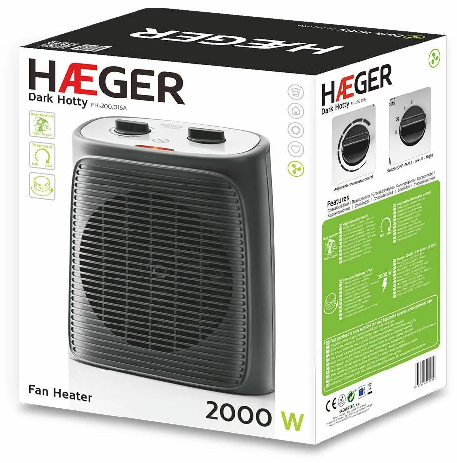 Termoventilatore Portatile Haeger FH-200.016A 2000 W Nero Bianco